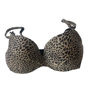 Victoria’s Secret Lined Demi Bra, Black Beige Leopard Size 34D